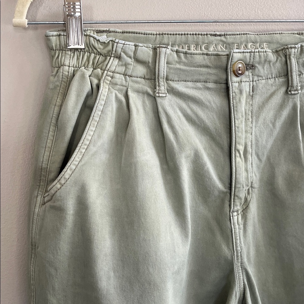 American Eagle high waisted stretch olive green jeans size 8 long - Picture 5 of 12